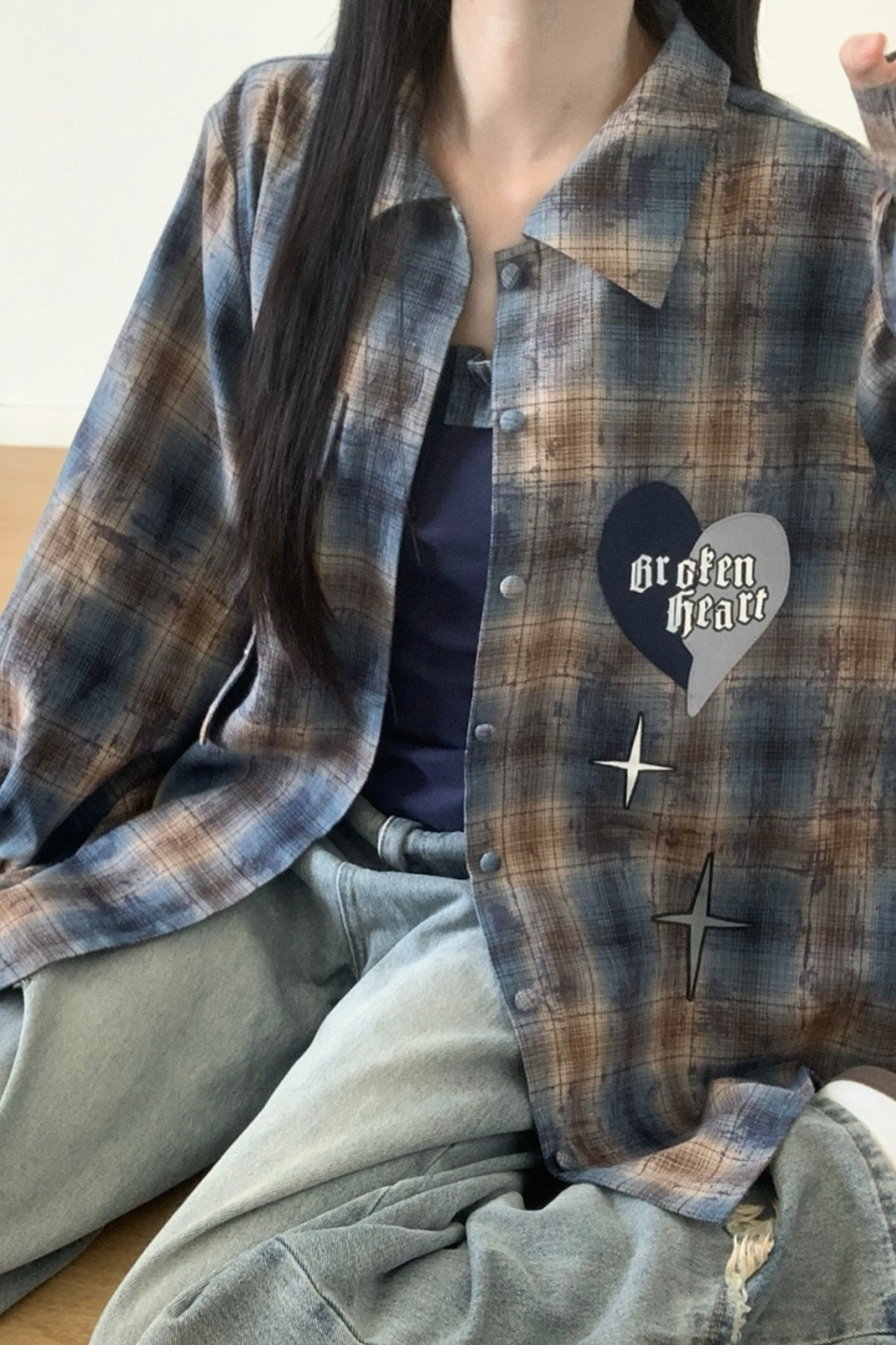 Check Loose Shirt + Tank Top