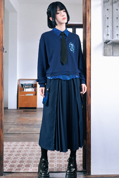 Slimming Jellyfish Stitch Pleated Skirt