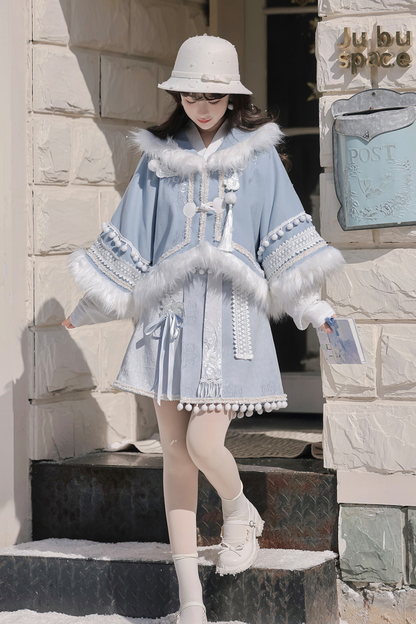 チャイナスノーロリータジャケット+トップス+スカート+スカーフ