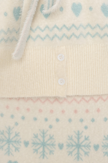 Snowflake sailor collar knit + tight skirt