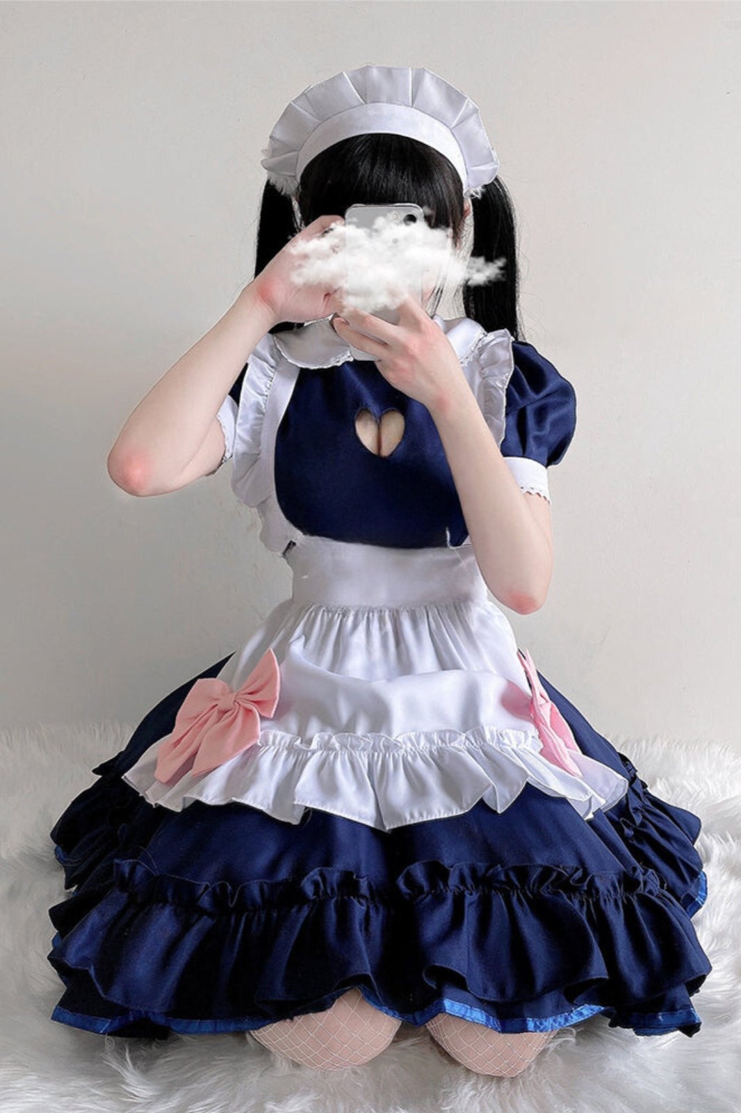 Pink Blue Lolita Maid Cosplay Dress Set