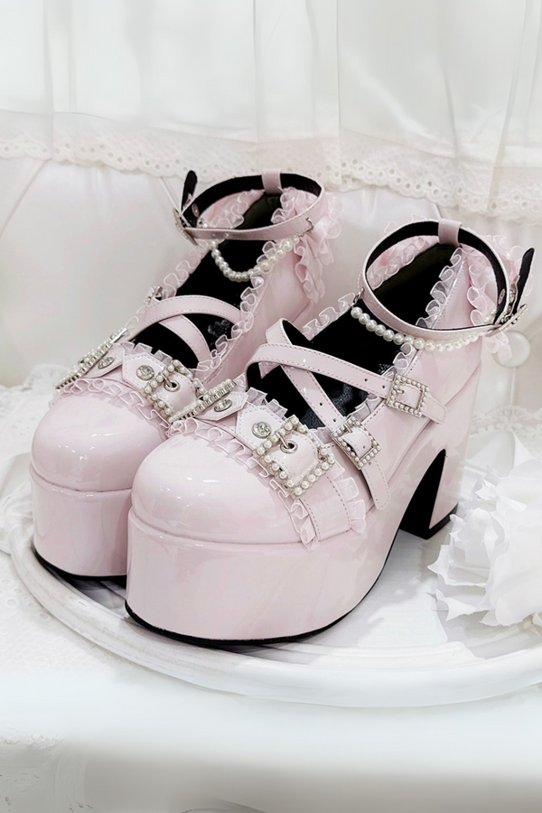 クロスベルトデザインシャイニーシューズ