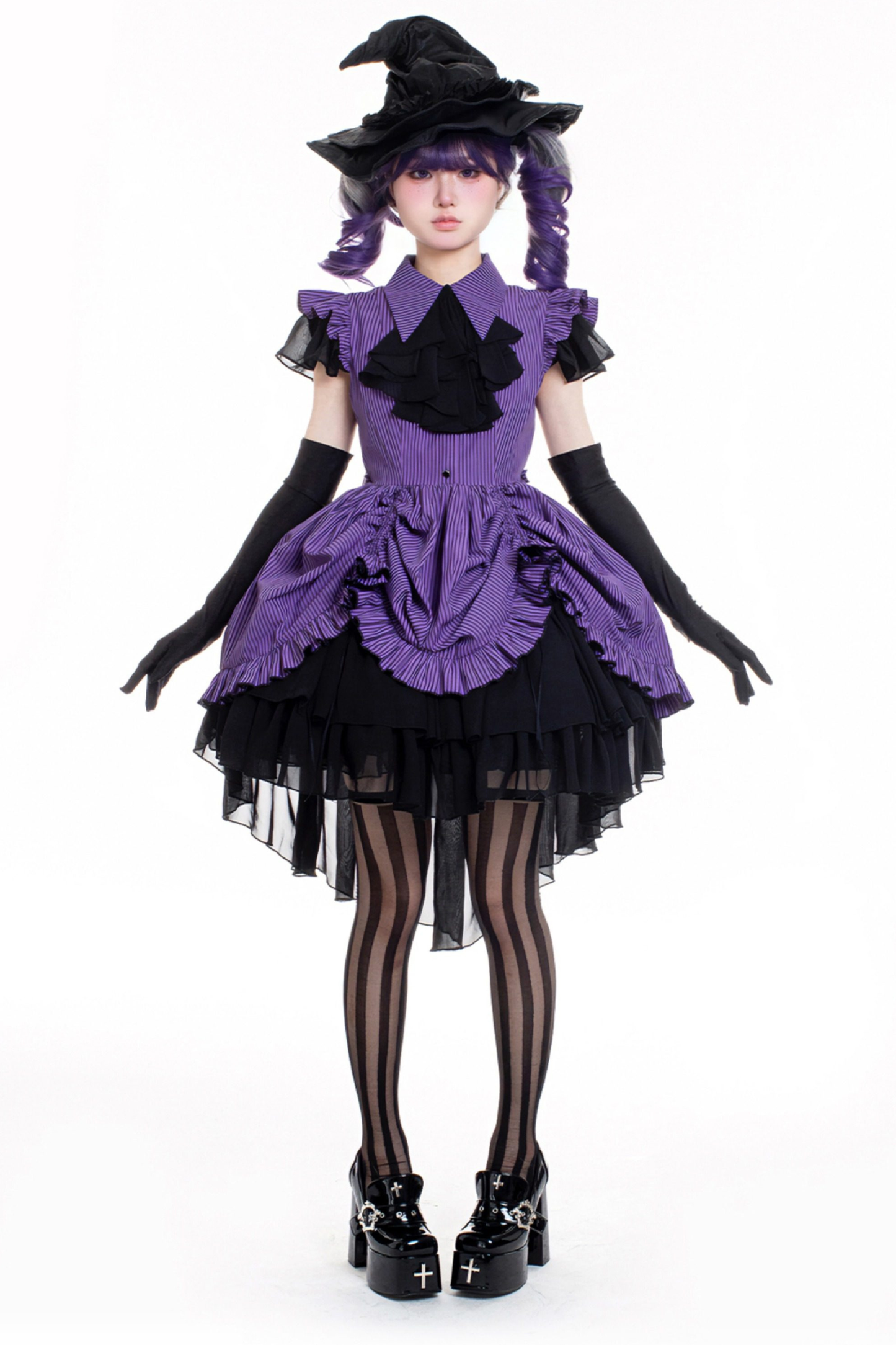 Striped Lolita Dress + Skirt + Collar