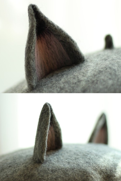 ウールフェルトキツネベレー帽