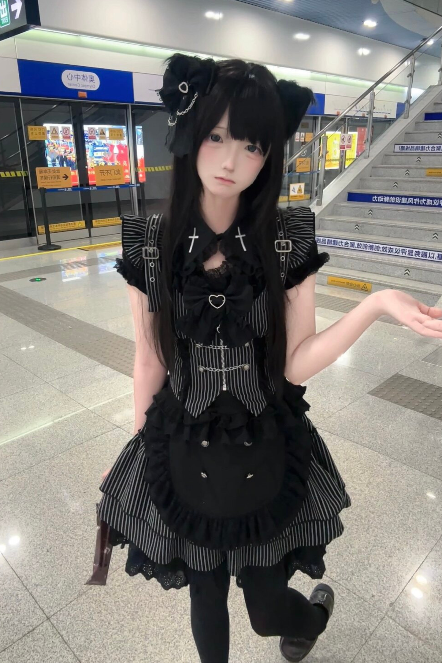 エンジェルストライプクロスベスト+トップス+スカート