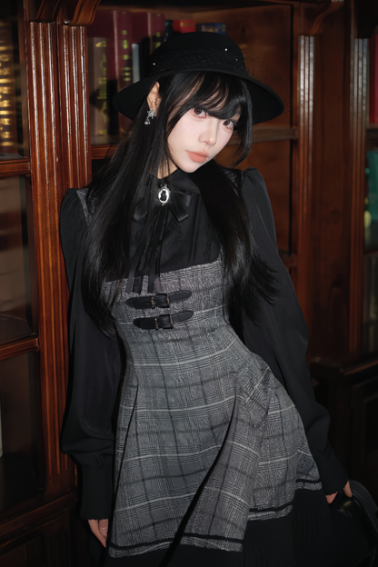 チェックベルトフレアドレス