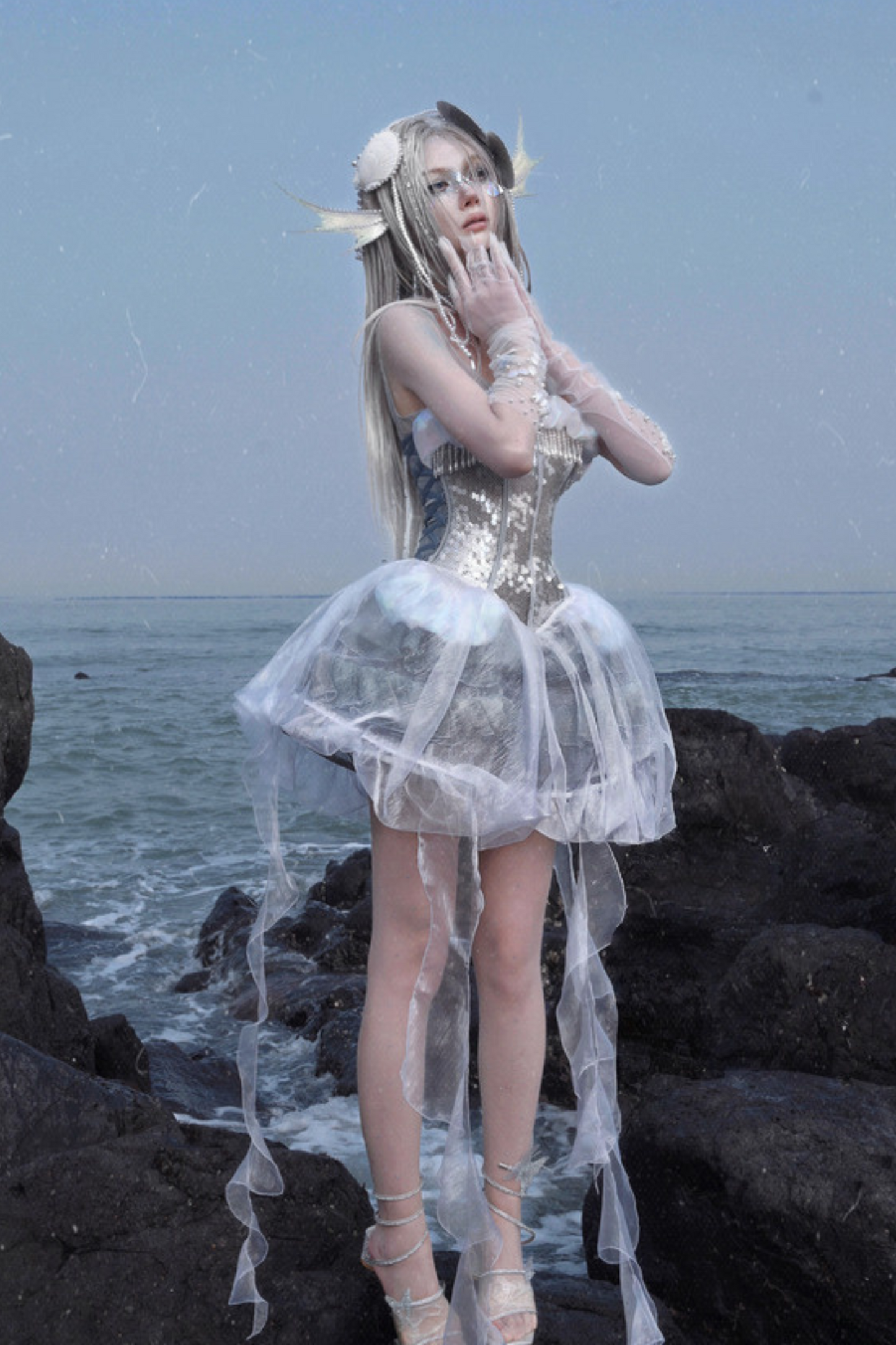 [Reservations] Heavy Duty Sequined Herringbone Jellyfish Beach Dress