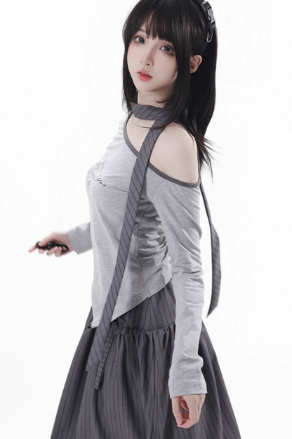 モードアカデミージャケット+アシメトップス+キャミソール+スカート+スカーフ