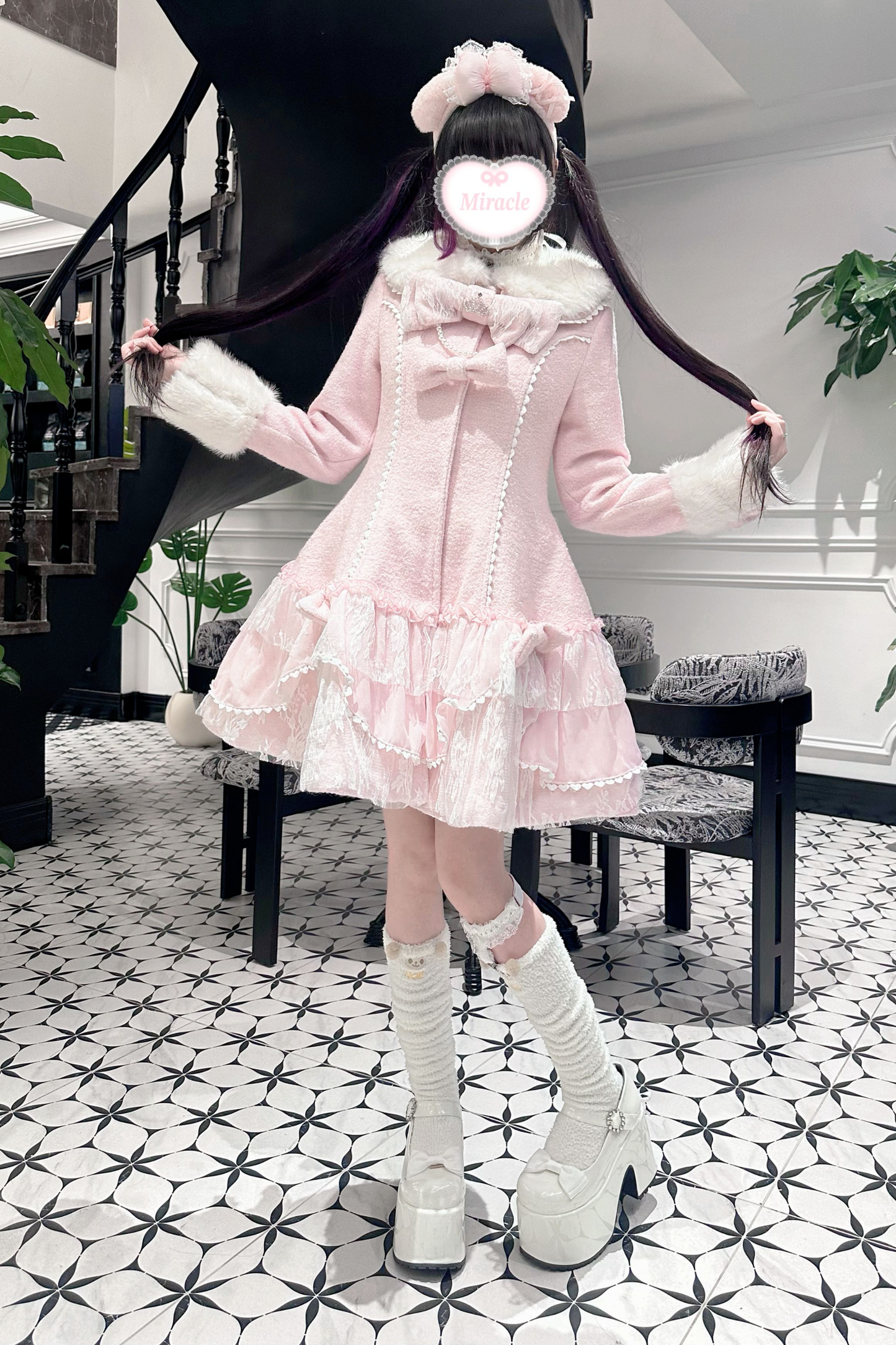 ガーリースノーリボンコート