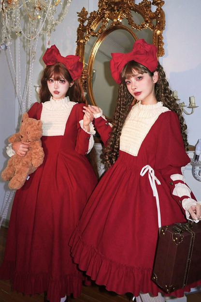 レースラッフルロリータドレス+リボン