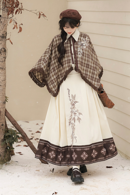 レトロチェックトップス＋スカート