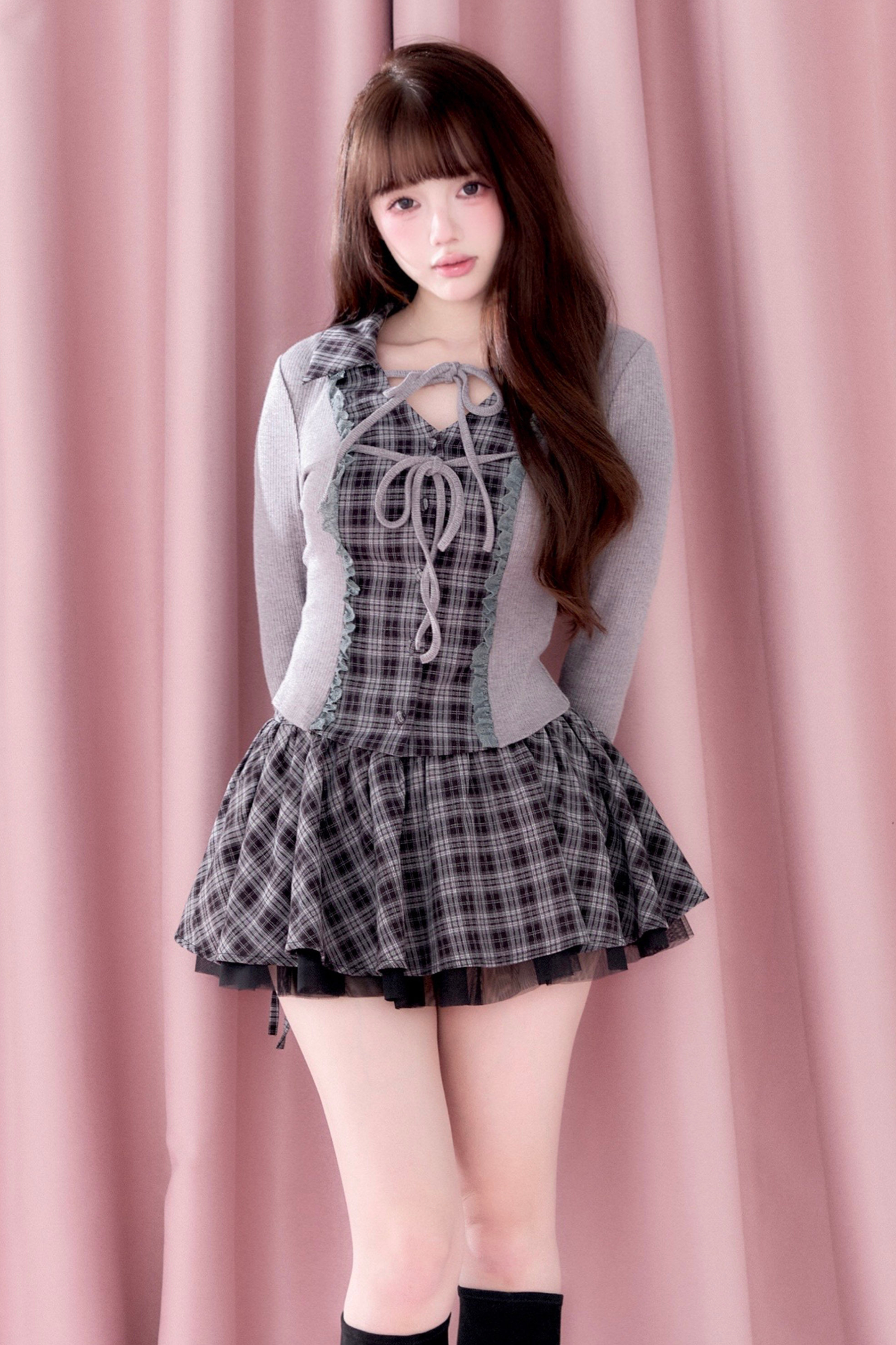 Plaid Ruffle Dress + Short Top