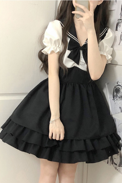 ダークキュートセーラードレス+インナースカート