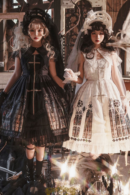 ウィンドウシックレトロドールロリータドレス