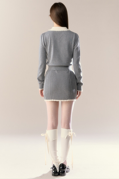 スイートフレンチニットトップス+タイトスカート