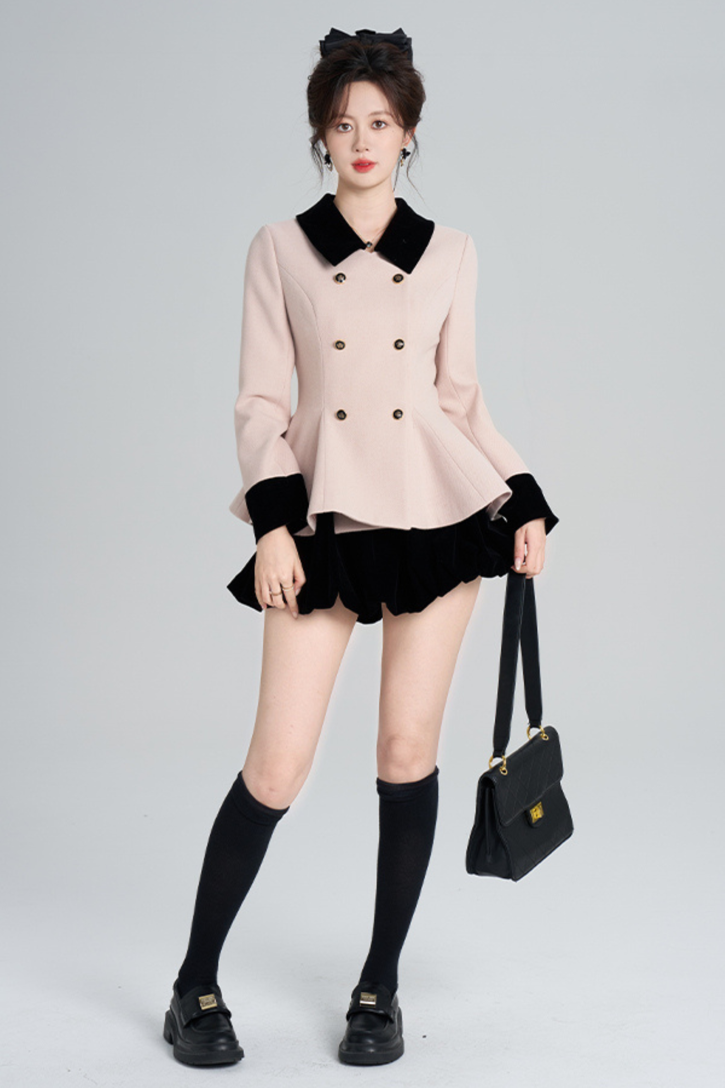 フレンチスイートピンクフレアコート+スカート