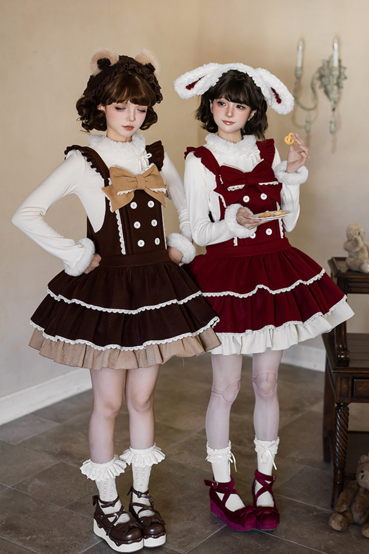 ドールロリータドレス+トップス+アニマルレッグループ+アニマルヘアバンド