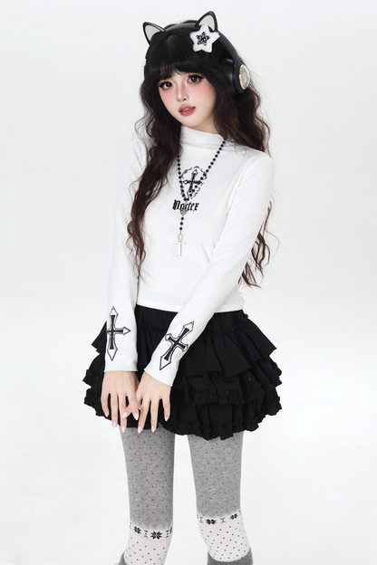 クロススリムタートルネックトップス