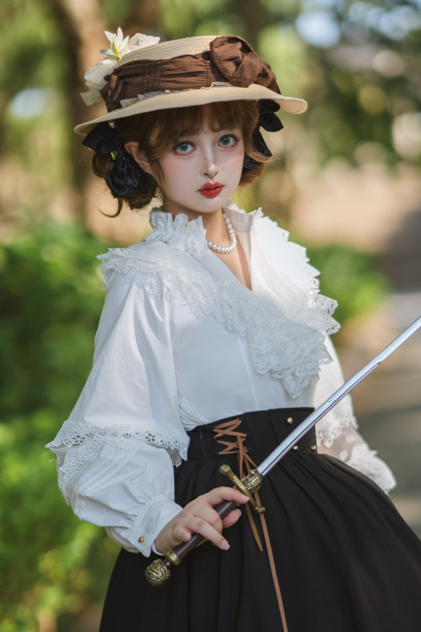 モーニングミストレースレトロブラウス