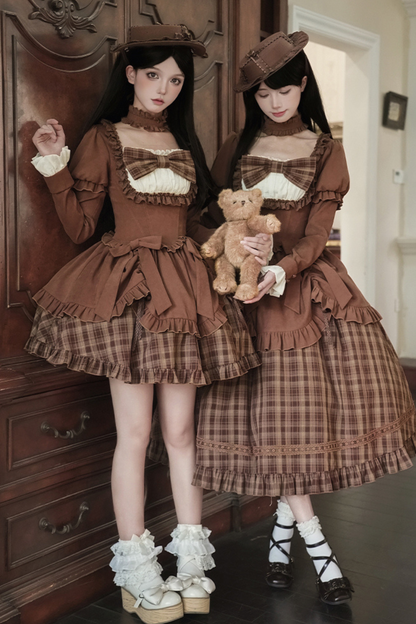 スイートチェックドールドレス＋2WAYリボン＋リボン＋ハット