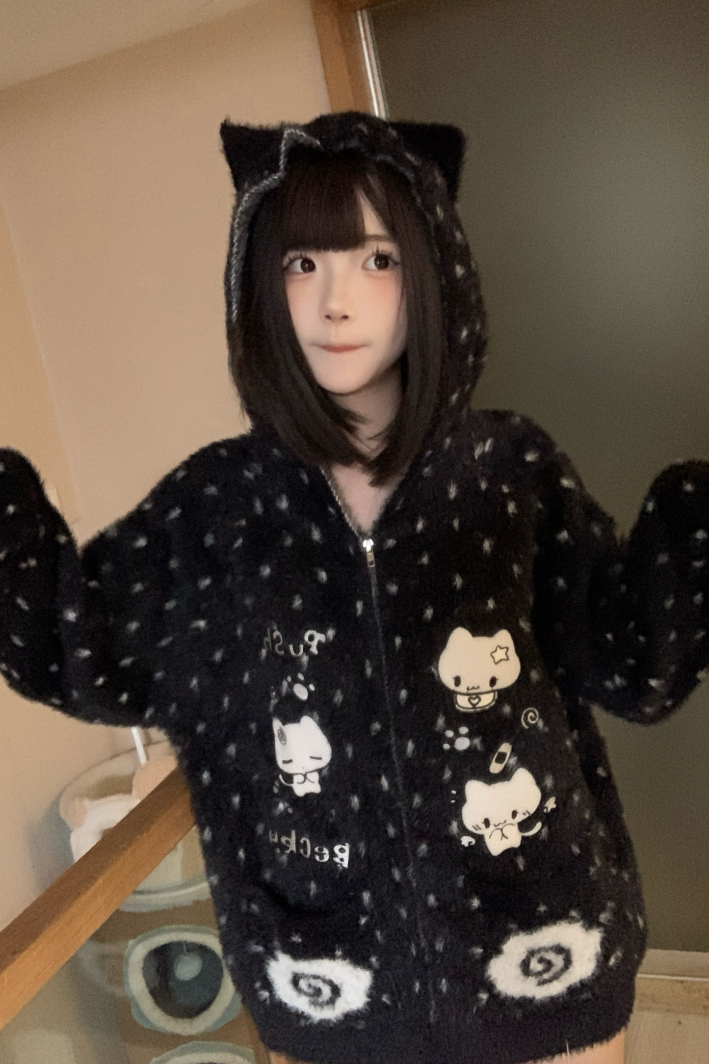 キャットフードニットルーズカーディガン