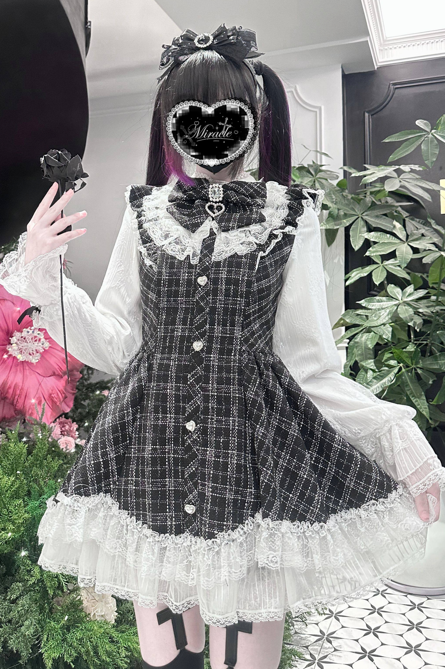 Lace Check Dress + Pants