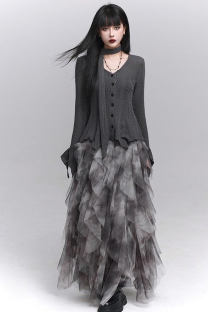 タイダイシアーフェザースカート