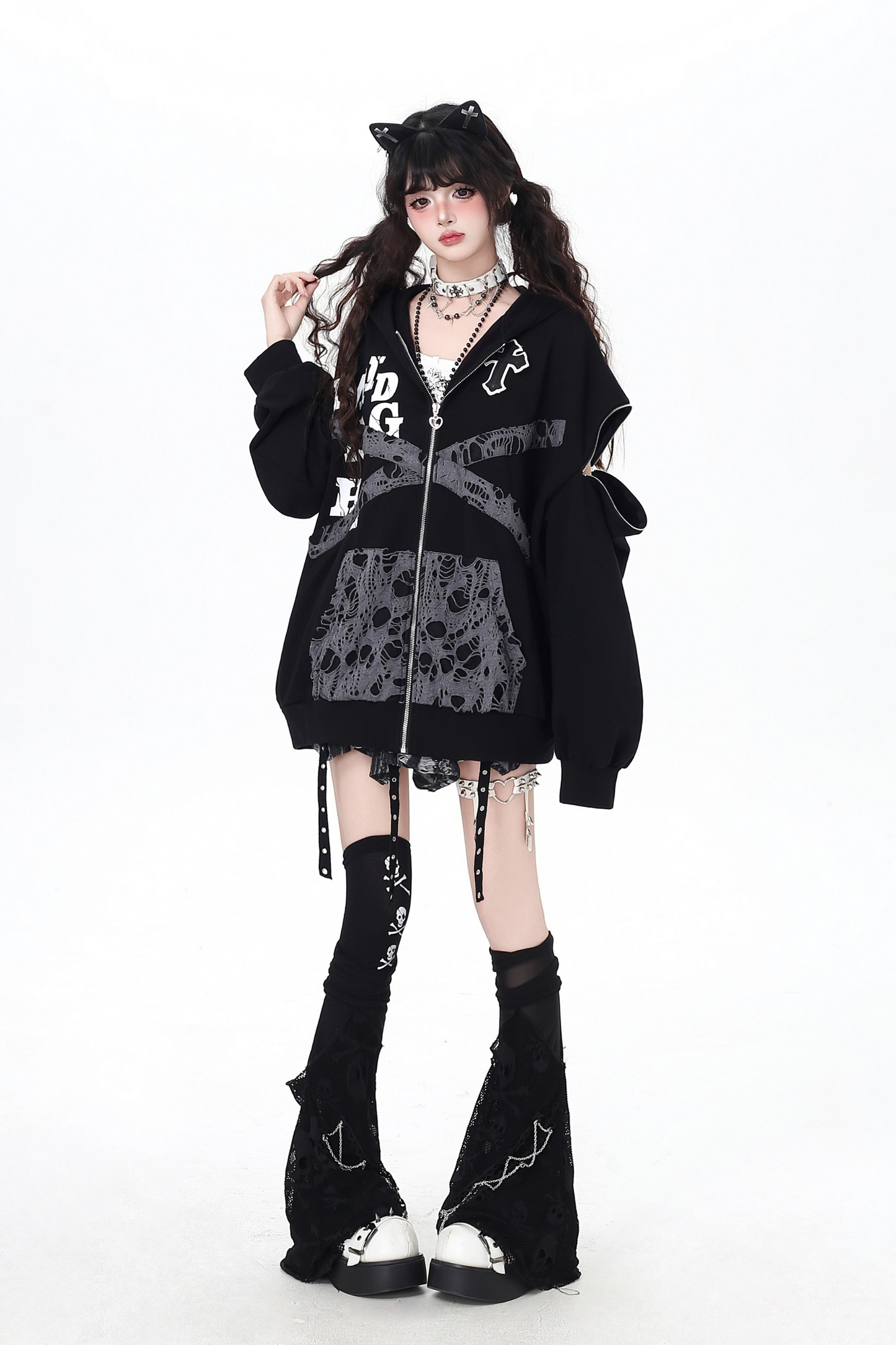 Dark Crazy Girl Loose Hooded Hoodie