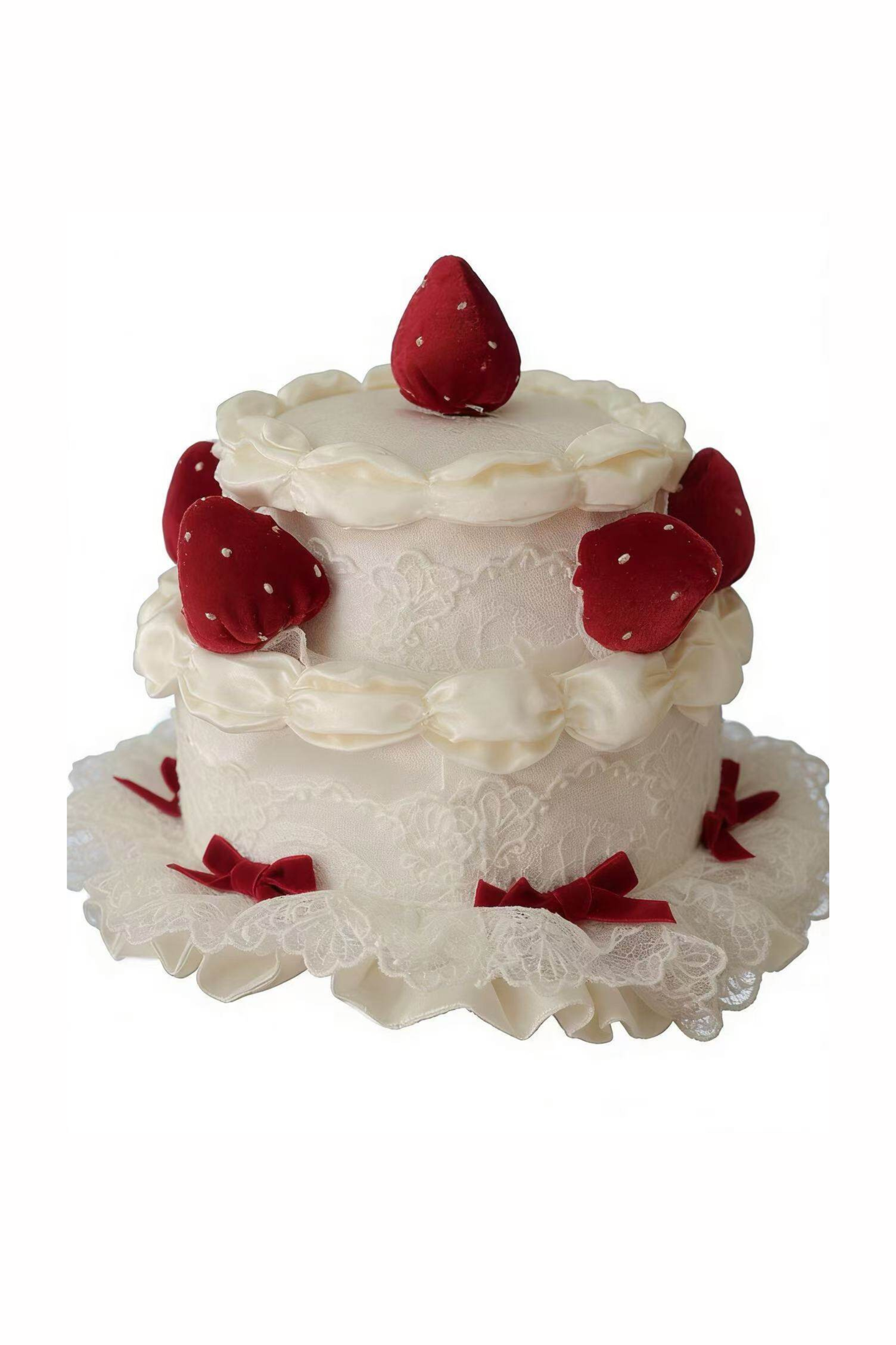 [3월 13일 예약마감] 스트로베리 크림 롤리타 원피스 + 케이크 모자 + 꼬리 + 보닛 + 페티코트