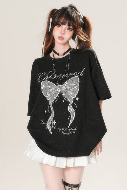 レースリボンルーズ地雷トップス