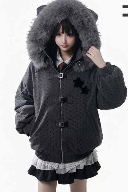 ビッグファーカラージャケット+トップス+スカート+パンツ+チェックフードジャケット