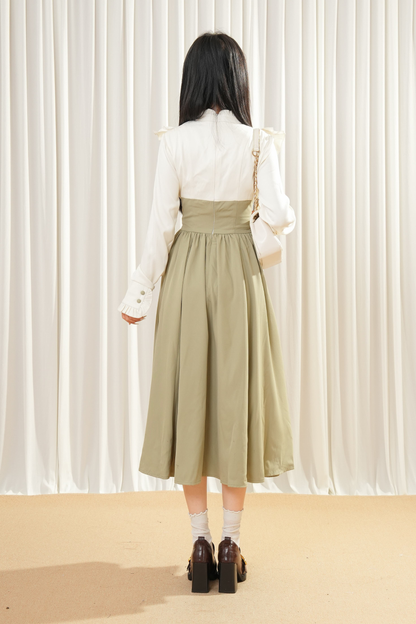 엘레강스 배색 프렌치 레트로 원피스