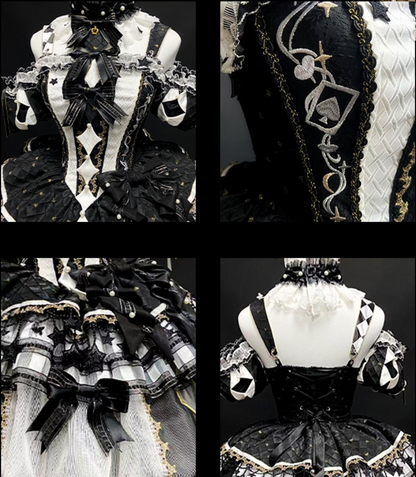 【12月26日予約締切】サーカスシリーズキングブラックアンドホワイトロリータピエロドレス＋フルセットA/B