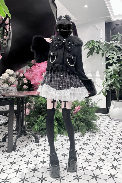 リボンファーショートコート