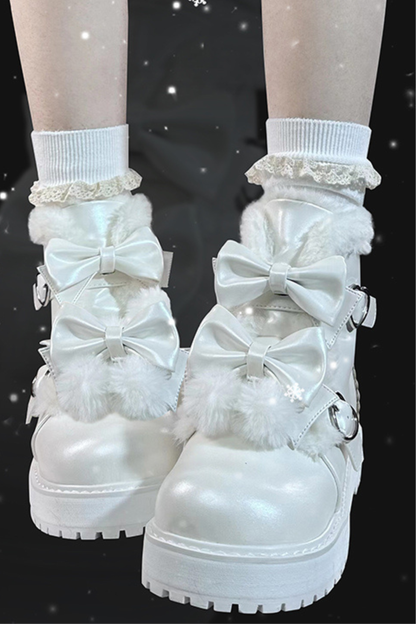 リボンプラットフォームソールブーツ