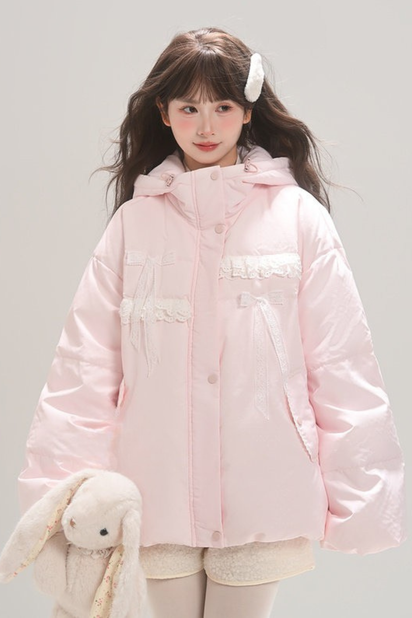 レースフード付きダウンジャケット