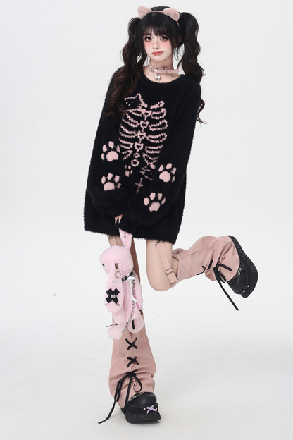 Dark Sweet Cat Design Loose Knit