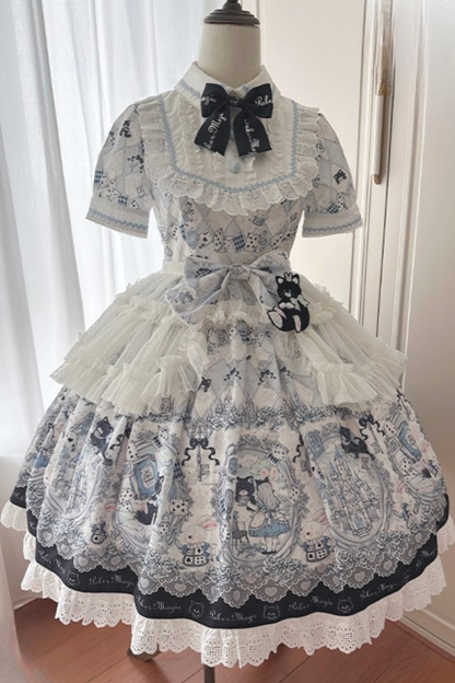 Rabbit Hole Alice Lolita Dress + JSK + Cat Hairband + Headband + Hat + Clip + Bonnet