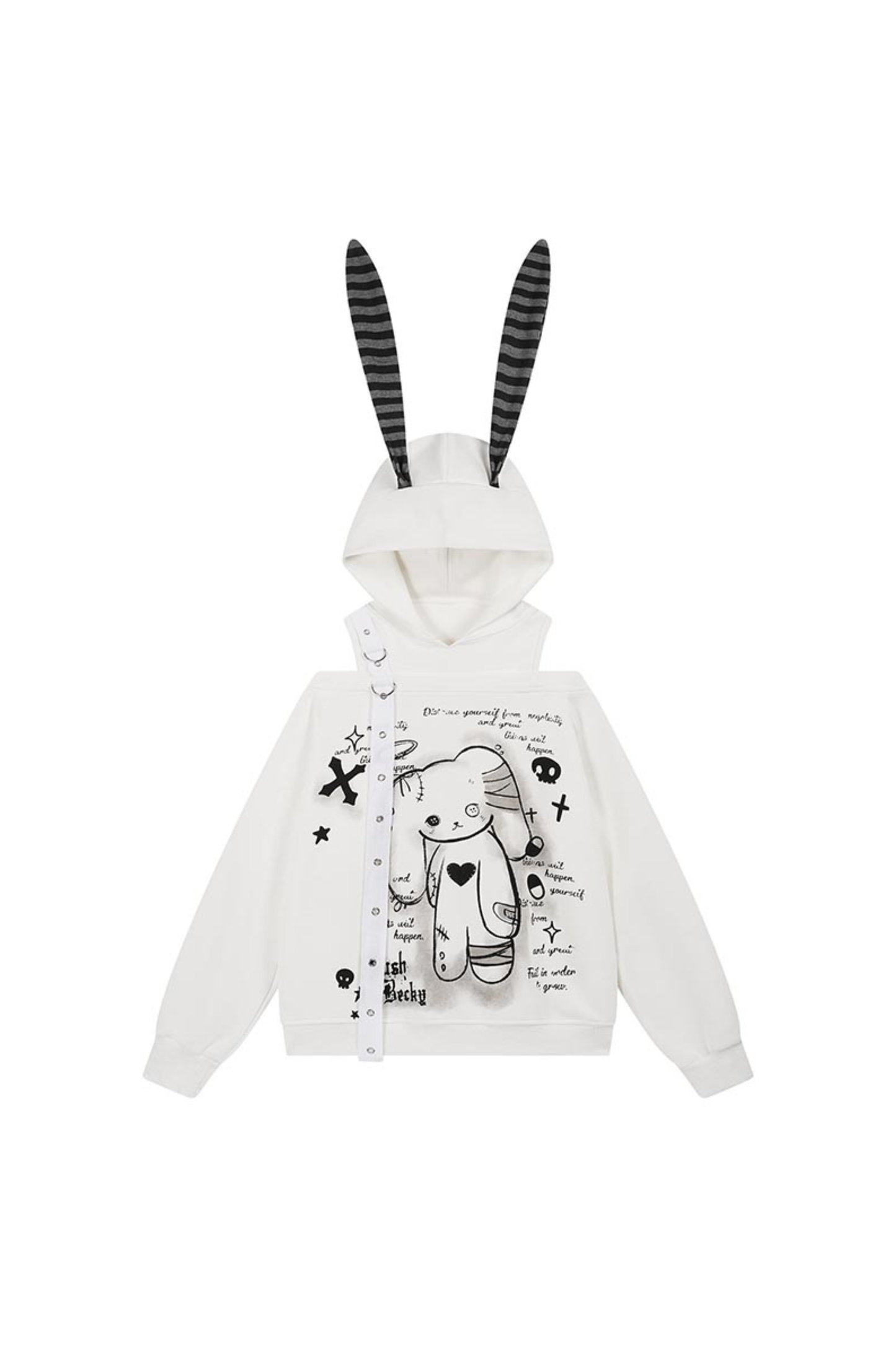 Off-the-shoulder bunny ear jacket