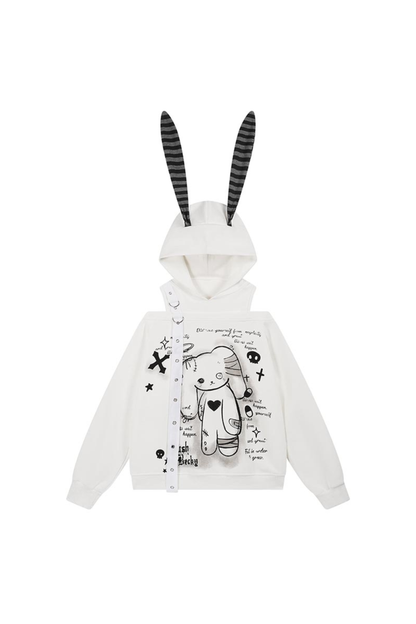 Off-the-shoulder bunny ear jacket