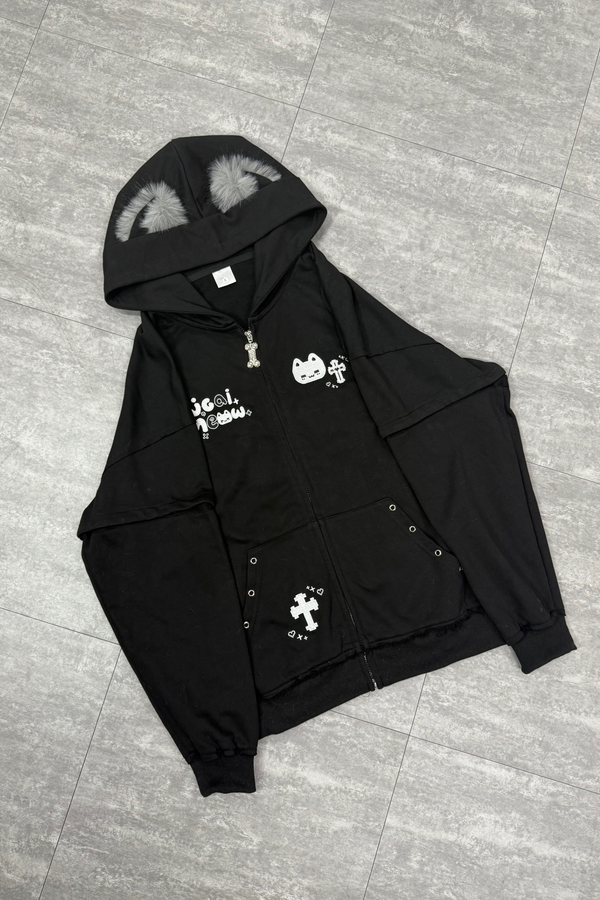 Mouse Hood Loose Hoodie