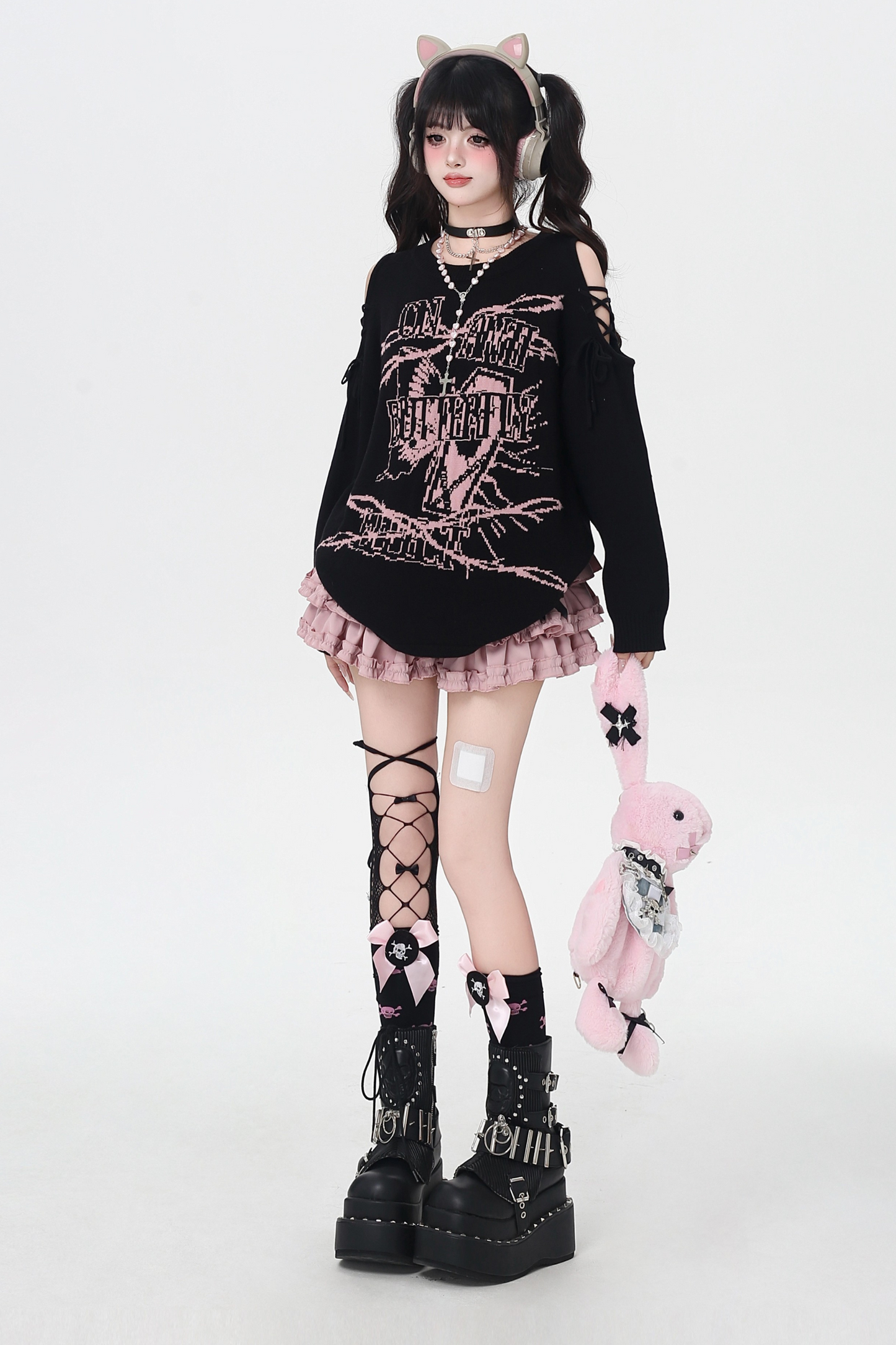 サブカルチャーロックガールルーズトップス