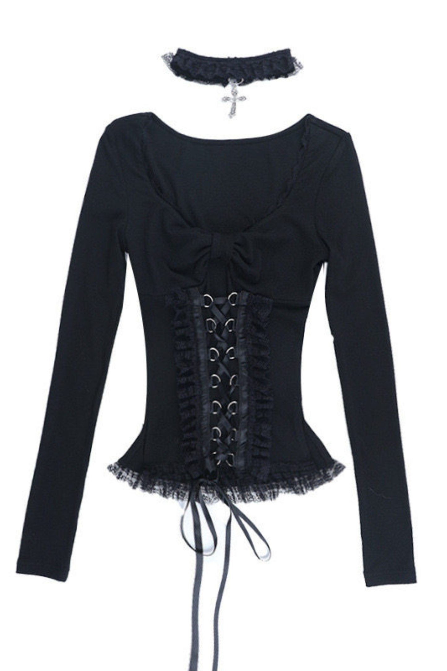 Lace Patchwork Dark Top