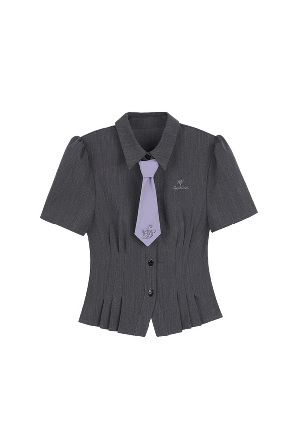 ダークグレーウエストスリムシャツ＋ネクタイ