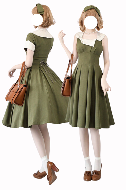 エレガントフレンチレトロフレアドレス+ショートジャケット