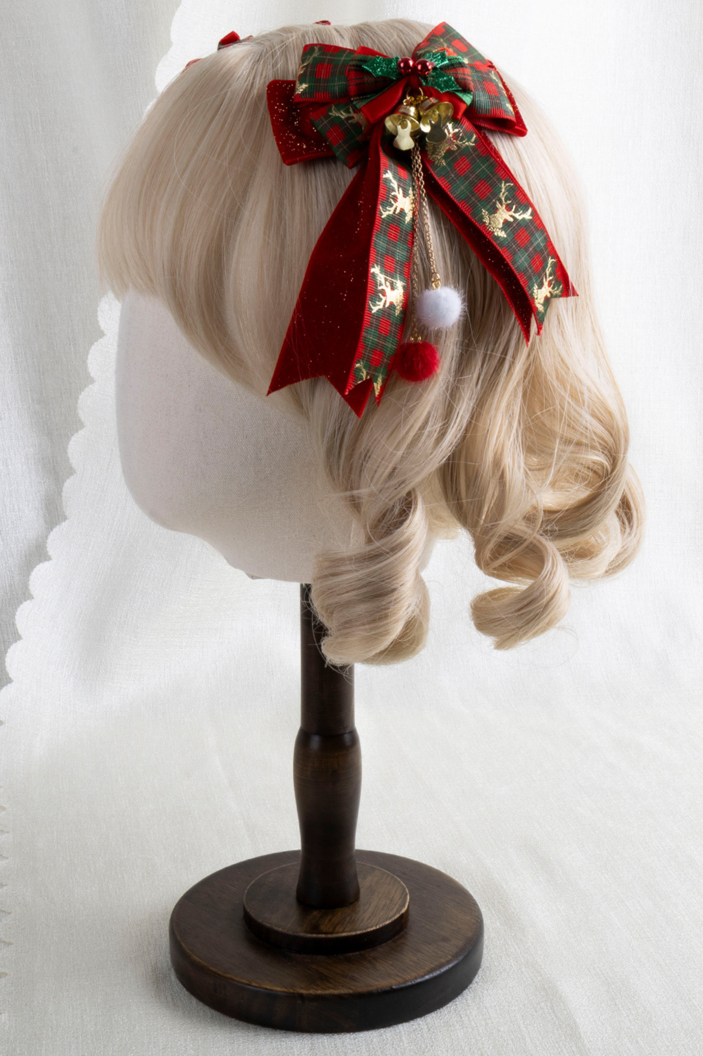 クリスマスレーススイートヘッドバンド+ハットクリップ+リボンクリップ