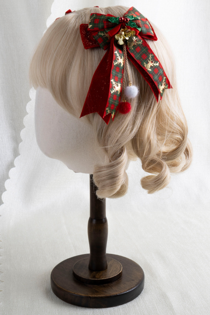 クリスマスレーススイートヘッドバンド+ハットクリップ+リボンクリップ