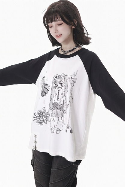 Patchwork Raglan Sleeve Top
