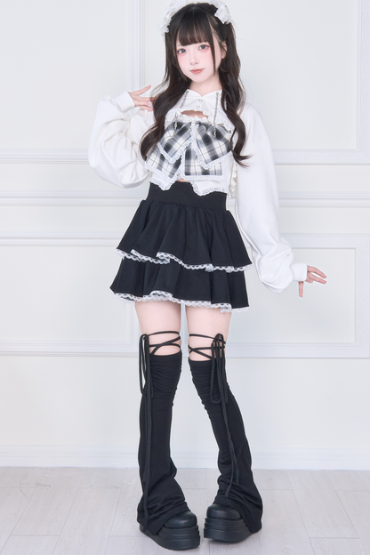 リボンベスト+ショートスウェット