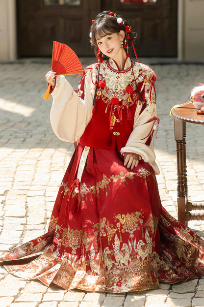 Gorgeous retro china top + skirt + vest + shoulders